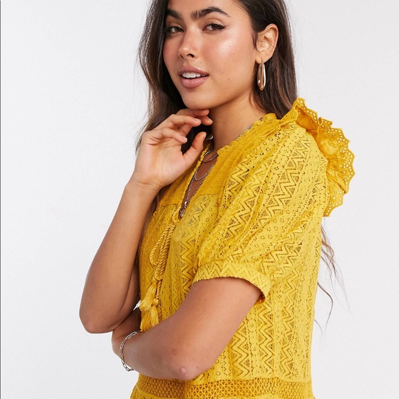 Mango Bohemian Tiered Smock Dress in Mustard - Picture 8 of 13